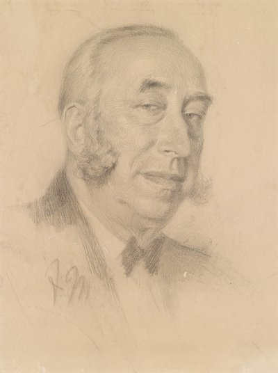 Retrato de un caballero con bigotes de Adolph Menzel